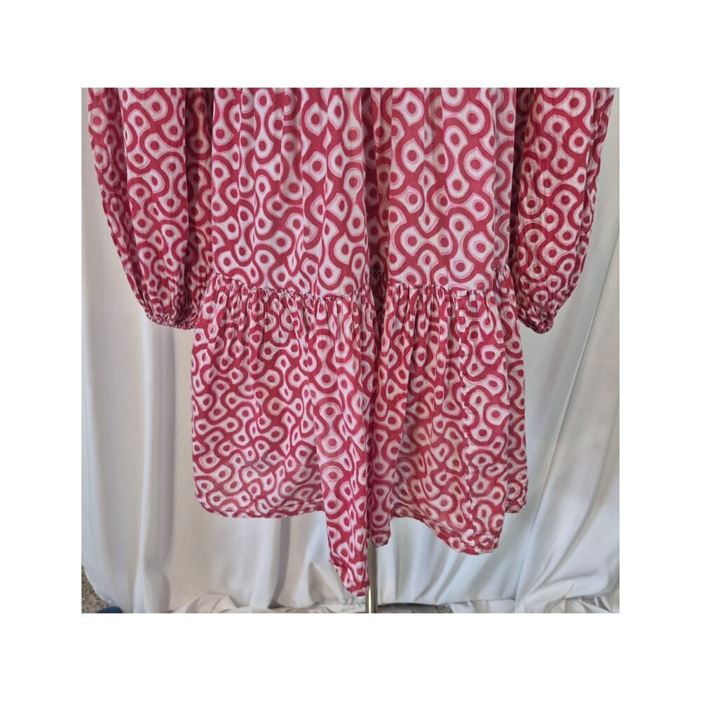 Tuckernuck Oliphant Pink Dot Geometric Balloon Sleeve Nouveau Mini Dress Medium - Picture 9 of 11